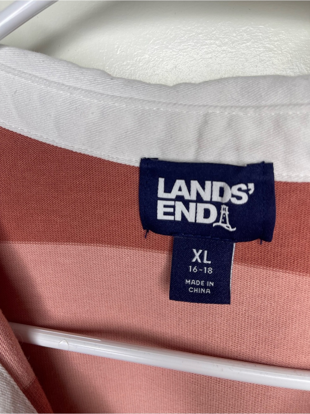 Lands' End | Pink and White Striped Polo Shirt - Picture 2 of 5
